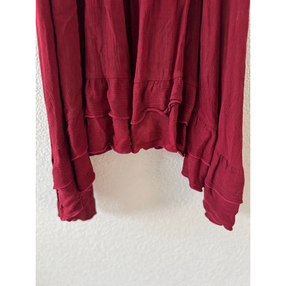 BSXIJI Medium Burgundy Lace Babydoll Tunic Top Boho High Low Hem EUC - Picture 5 of 7